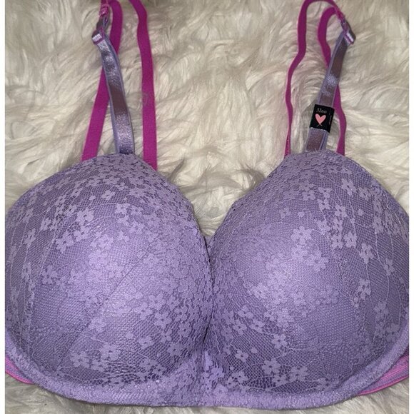 Victorias Secret Padded No Wire Bra Lace Womens 32DD Purple New - Picture 3 of 6